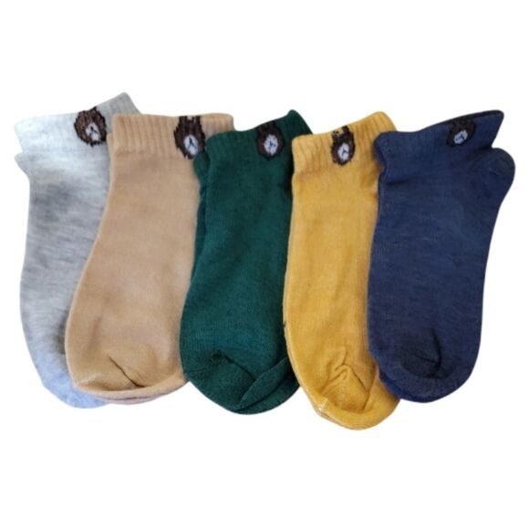 Accessories - Bear Earthtone Casual Ankle Socks With Cute Bears